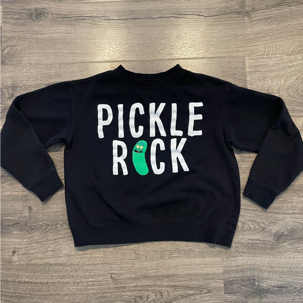 Rick & Morty Pickle Rick Black Sweatshirt size adult X-small